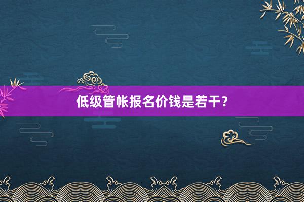 低级管帐报名价钱是若干？