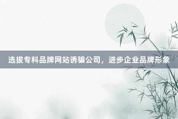 选拔专科品牌网站诱骗公司，进步企业品牌形象